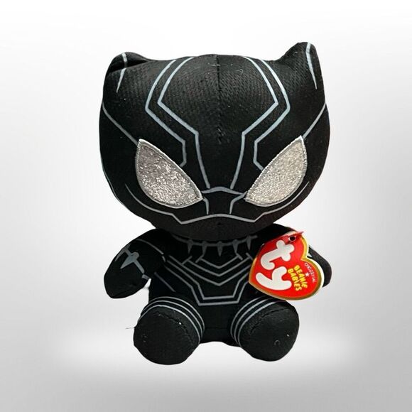 Ty Black Panther Plush Stuffed Animal Marvel Character Toy 6” Has Ty Hang Tag - Picture 1 of 5